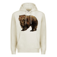 Oatmeal Heather Grizzly Bear Premium Hoodie - HowdyJamesFarm