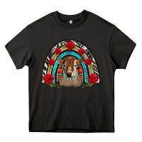 Asphalt brown baby cow floral rose rainbow Heavy Core Tee - BarkalooDesign