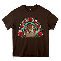 Chocolate Brown brown baby cow floral rose rainbow Heavy Core Tee - BarkalooDesign