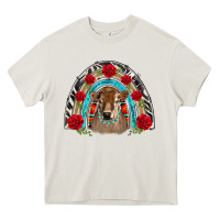 Cream brown baby cow floral rose rainbow Heavy Core Tee - BarkalooDesign