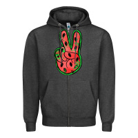 Charcoal Heather watermelon peace sign Zipper Hoodie - Jasminsmagicworld