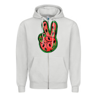 Dove Grey watermelon peace sign Zipper Hoodie - Jasminsmagicworld