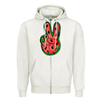 Oatmeal Heather watermelon peace sign Zipper Hoodie - Jasminsmagicworld