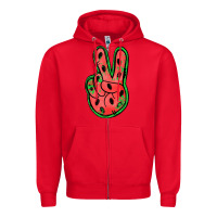 Red watermelon peace sign Zipper Hoodie - Jasminsmagicworld