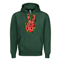 Sports Green watermelon peace sign Zipper Hoodie - Jasminsmagicworld