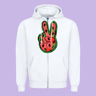 Watermelon Peace Sign Zipper Hoodie Designed By Jasminsmagicworld