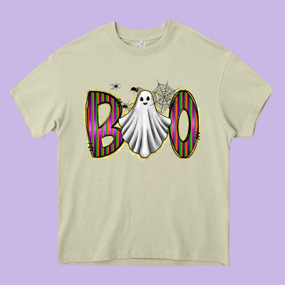 Boo Ghost Heavy Core Tee Designed By Racoondesign
