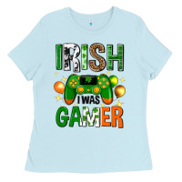 Baby Blue irish i was gamer st. patricks day Ladies Tee - Neo Western