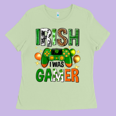 Irish I Was Gamer St. Patricks Day Ladies Tee Designed By Neo Western