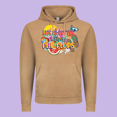 Life Is Better With My Flip Flops Vintage Hoodie Designed By Nancycooperartshop
