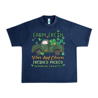 Navy farm fresh four leaf clovers Urban Heavy Tee - MaliasSmallBusiness