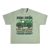 Oil Green farm fresh four leaf clovers Urban Heavy Tee - MaliasSmallBusiness