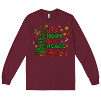Burgundy joy hope love peace christmas Long Sleeve Tee - MaliasSmallBusiness