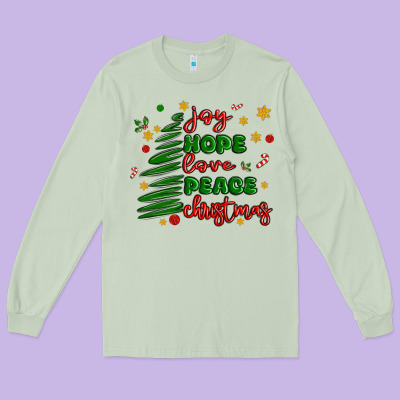 Joy Hope Love Peace Christmas Long Sleeve Tee Designed By Maliassmallbusiness