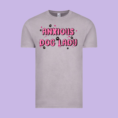Anxious Dog Lady Vintage Tee Designed By Maliassmallbusiness