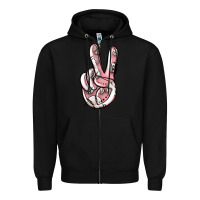 Black baseball peace sign Zipper Hoodie - Jasminsmagicworld