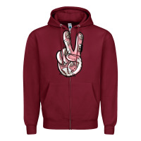 Burgundy baseball peace sign Zipper Hoodie - Jasminsmagicworld