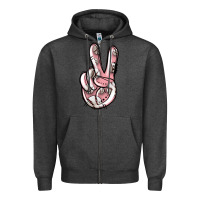 Charcoal Heather baseball peace sign Zipper Hoodie - Jasminsmagicworld