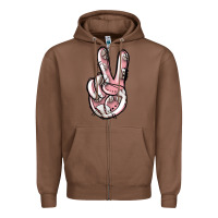 Chestnut baseball peace sign Zipper Hoodie - Jasminsmagicworld