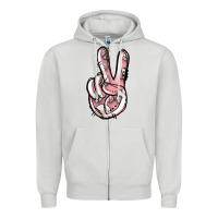 Dove Grey baseball peace sign Zipper Hoodie - Jasminsmagicworld
