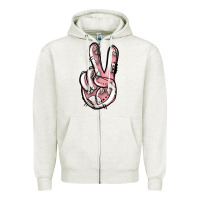 Oatmeal Heather baseball peace sign Zipper Hoodie - Jasminsmagicworld