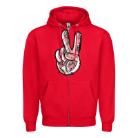Red baseball peace sign Zipper Hoodie - Jasminsmagicworld