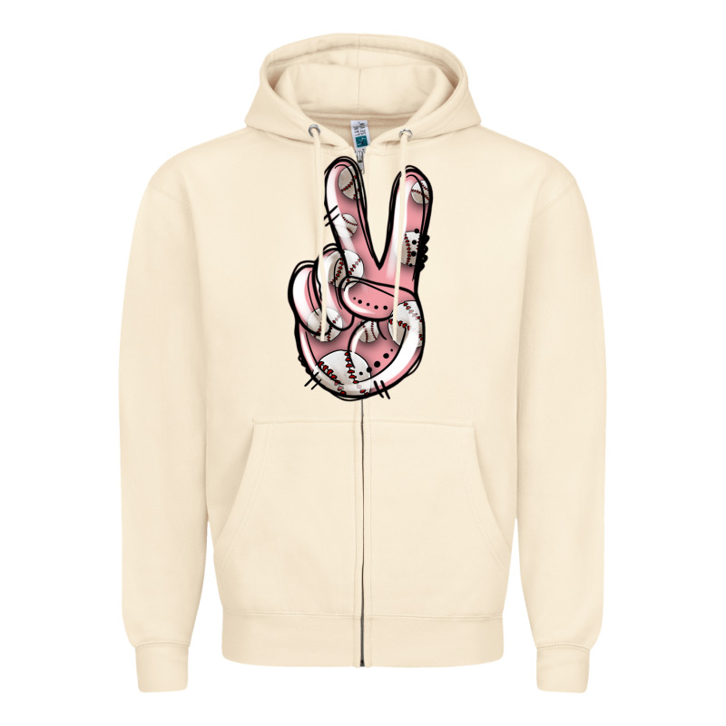 Baseball Peace Sign Zipper Hoodie by Jasminsmagicworld | Teevron