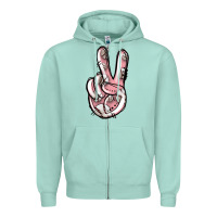 Seafoam baseball peace sign Zipper Hoodie - Jasminsmagicworld