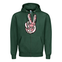 Sports Green baseball peace sign Zipper Hoodie - Jasminsmagicworld