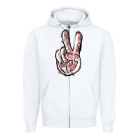 White baseball peace sign Zipper Hoodie - Jasminsmagicworld