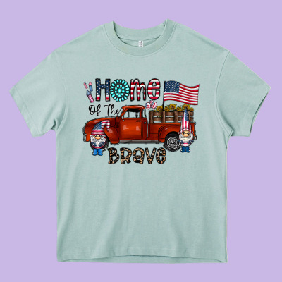 Home Of The Brave Heavy Core Tee Designed By Cowhidedigitalart