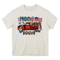 Cream home of the brave Heavy Core Tee - CowhideDigitalArt