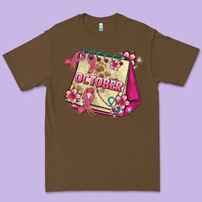 Pink Cancer Ribbon And October Calendar Premium Tee Designed By Adodesignshop