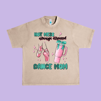 Mess Always Stressed Dance Mom Urban Heavy Tee Designed By Maliassmallbusiness