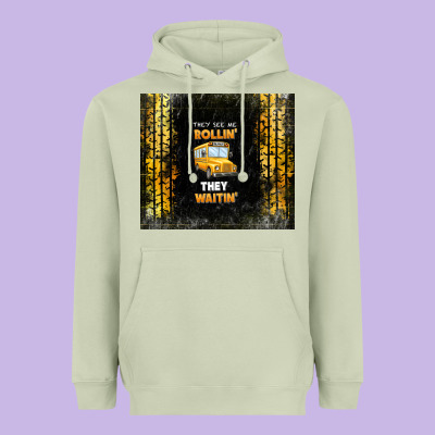 They See Me Rollin' They Waitin' School Bus Heavyweight Hoodie Designed By Tumblerdesignbyshophia