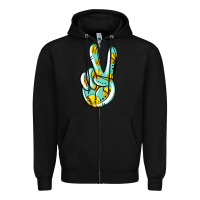 Black softball peace sign Zipper Hoodie - Jasminsmagicworld