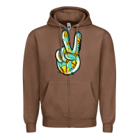 Chestnut softball peace sign Zipper Hoodie - Jasminsmagicworld