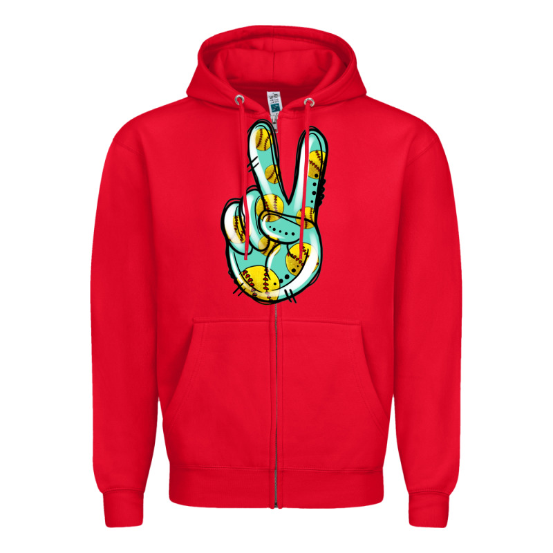 Softball Peace Sign Zipper Hoodie by Jasminsmagicworld | Teevron