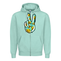 Seafoam softball peace sign Zipper Hoodie - Jasminsmagicworld