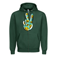 Sports Green softball peace sign Zipper Hoodie - Jasminsmagicworld
