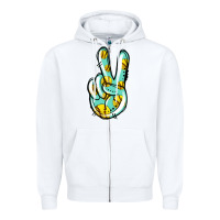 White softball peace sign Zipper Hoodie - Jasminsmagicworld