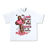 White valentine cross Urban Heavy Tee - MaliasSmallBusiness