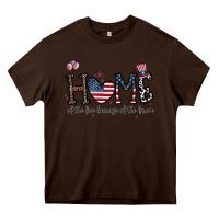 Chocolate Brown home of the free beacuse of the brave Heavy Core Tee - CowhideDigitalArt