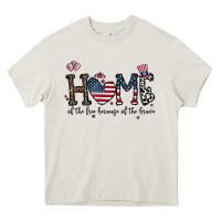 Cream home of the free beacuse of the brave Heavy Core Tee - CowhideDigitalArt