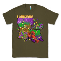 Army Green mardi gras louisiana map Classic Tee - MaliasSmallBusiness