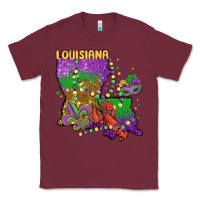 Burgundy mardi gras louisiana map Classic Tee - MaliasSmallBusiness