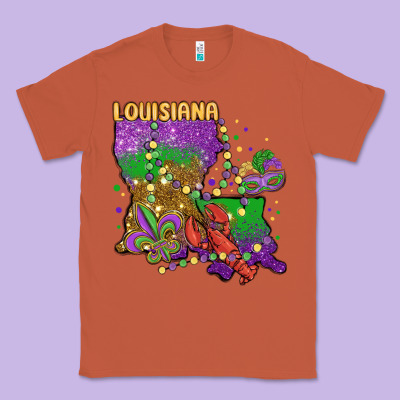 Mardi Gras Louisiana Map Classic Tee Designed By Maliassmallbusiness