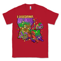 Red mardi gras louisiana map Classic Tee - MaliasSmallBusiness