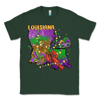 Sports Green mardi gras louisiana map Classic Tee - MaliasSmallBusiness