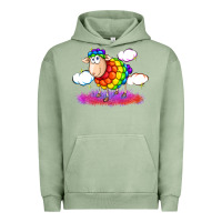 Pigment Oil Green rainbow sheep pride Urban Hoodie - FaDigitalArtStudio